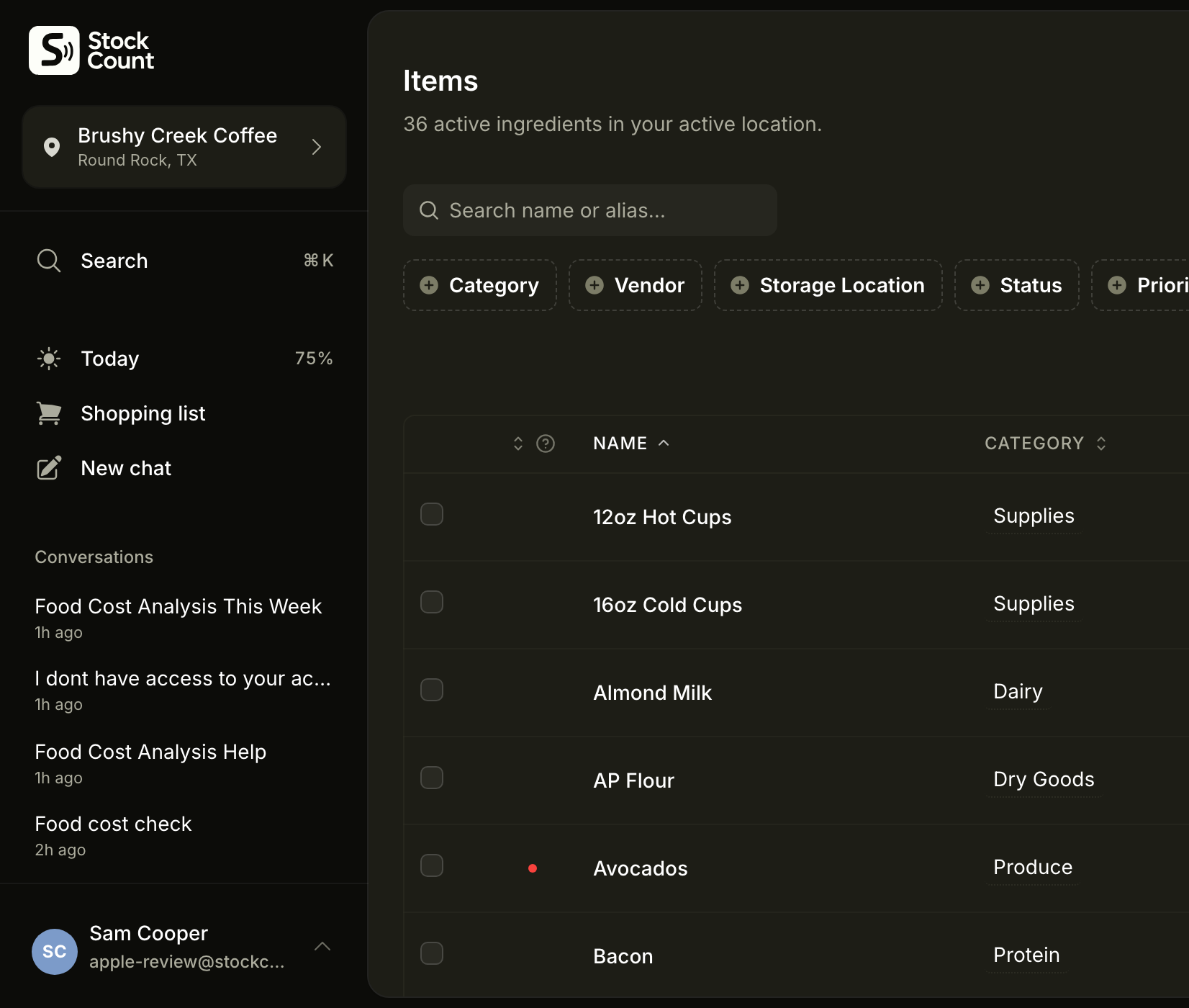 Stockcount items list with ABC priority — count only what matters.